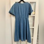 Eloquii Western Boho Blue Denim Chambray Bow Tie Front Dress Women’s Size 14 Photo 6