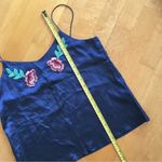 Floral, Embroidered, Tank Top, Navy Blue, Pink, Green, Size S Blue Photo 9