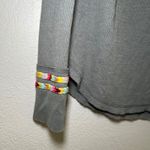 Free People We The Free Gray rainbow trim Henley women's small thermal embroidered boho‎ Photo 2