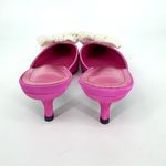 Bright Pink Satin Kitten Heel Mules with Pearl Bow Size 39 Photo 3