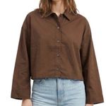 Everlane Orange Woven PJ Button Front Top Photo 1