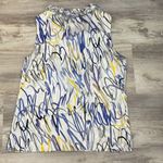 The Limited Sleeveless Ruffled Blouse White with Yellow, Purple & Black Squiggly Photo 9