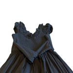 Free People 100% Cotton Black Midi Dress Ruffle Smocked Tie Back Size Small Photo 9