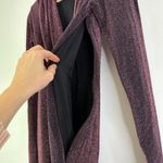 Line and Dot  Opal Gown V-Neck Long Sleeve Metallic‎ Shimmer Purple Size L Photo 5
