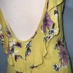 Newbury Kustom Yellow Floral Sleeveless Low Ruffle Back Guazey Mini Dress M Photo 5