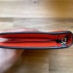 Henri Bendel Fold Snap Button Closure Retro Slim Card Bill Wallet Orange Photo 11