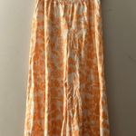 CeCe Orange And White Wide Leg Linen Pants Photo 0