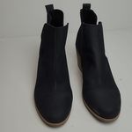 Toms  EVERLY BLACK NUBUCK LEATHER SPLIT TOP ANKLE HEELED BOOTS WOMENS 11 Photo 1