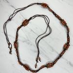 Brown Wood Beaded Tie Belt Boho Hippie Festival Size Small S ✨ Photo 0