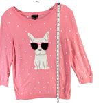 Talbots  Sweater Womens M Pink Embroidered Novelty Dog Frenchie Preppy Feminine Photo 9