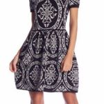 Romeo + Juliet Couture Black White Damask Intarsia Knit Drop Waist Dress Sz M Photo 0