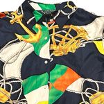 Ralph Lauren Lauren Long Long Sleeve Silk Shirt Compass Nautical Design Top 16 Photo 3