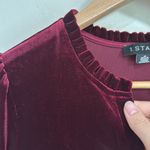 1. State  Velvet Long Sleeve Split V-neck Tiered Mini Dress in Deep Burgundy sz M Photo 7