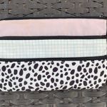 Typo Light Pink Grid Paper And Black White Polka Dot Three Zip Bag Photo 0