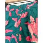 Colleen Lopez XS Skirt Green Pink Leaf Print Button Front Midi Ruched Photo 3