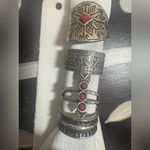 Free People  Silver and Red Bohemian Ring Set Photo 1
