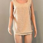 Donna Karan  FEATHERY TEXTURED BROWN TAN BLOUSE LARGE TANK LIGHTWEIGHT #119 Photo 0