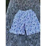 Vintage Prestwyck Womens Shorts Small White Blue Floral‎ Cotton Cottage Spring Photo 2
