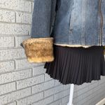 Vintage Y2K Women’s Giacca denim jacket w/ fur trim Size Large Bratz Winter Jean Blue Photo 4