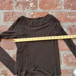 Elegant Brown Ruffle Trim Top Ruching Transparent Sheer Long Sleeve Size XS/S Photo 5