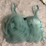 Chic Aqua Floral Crop Top Green Size M Photo 4