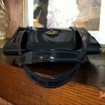 NAVY BLUE PVC VINTAGE 1960'S TOP HANDLE SATCHEL HAND BAG Photo 5