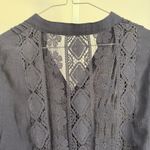 Active USA sz L Black Boho Lace Back Blouse Cottagecore Button Top Photo 6