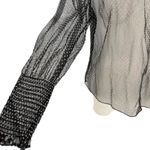 ZARA  Sheer Black Polka Dot Long Sleeve Blouse Size Medium Photo 3