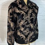 Goldie faux fur embroidered bomber jacket black/gold size XS womens Photo 6