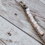 Light Pink and Bronze Tone Bracelet with Tassel Dangle Photo 8
