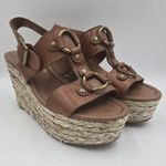 Lucky Brand  REBA Leather Designer Espadrille Wedge Platform Sandals Size 8.5 M Photo 9