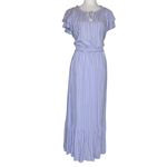 Old Navy Women's Blue Stripe Layered Maxi Tiered Dress Sz XL Cottage Coquette Photo 1