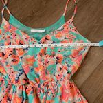 Lush Clothing Lush faux wrap mini dress spaghetti straps teal orange floral women’s size Small Photo 9