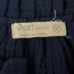 Just living Navy Cotton Gauze Peasant Blouse M Boho Forest Fairy Coastal Slub Photo 7