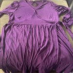 Ava & Viv  Long Balloon Sleeve Purple Midi Faux Wrap Dress Tie Front 3X 24/26 Photo 13