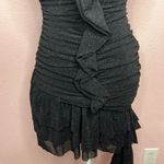 Windsor Violet Lace-Up Ruffle Glitter Mesh Party Dress Black. Size L Photo 3