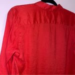 J.Jill  XS 100% Linen Essential Shirt in Red Button Collar Long Sleeve Photo 6