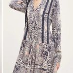 Anthropologie  Tiny V- Neck Long Sleeve Navy, White & Pink Dress Size Small Photo 0