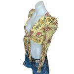 Hemant and Nandita Yellow Floral Crop Top XS Hippie Gypsy Plunging Princess $238 Photo 6
