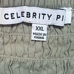 Celebrity Pink Green XXL Peplum Long Sleeve Tie Front Elastic Waist Blouse Top Photo 5