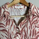 Urban Outfitters UO Little Lies Linen Zebra Print Mini Shirt Dress Women's Small Red Photo 4