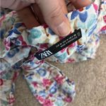 ZARA  White Colorful Floral Fairy Boho Smocked Tie Back Linen Blend Crop Top Photo 12