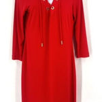 Calvin Klein Women's Lace Up 3/4 Sleeve Shift Cocktail Dress Cherry Red Size 8 Photo 0