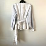 Ganni  Striped Wrap Blouse White Blue FR 36 US 4 Photo 7