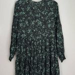 ZARA  green black dark floral tiered midi dress long sleeve size XS Photo 8