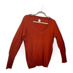 J.Crew  Rust Red Merino Wool Silk V-Neck Sweater Minimalist Workwear M Photo 1