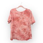 Terra & Sky  Pink Burnout Stripe Short Sleeve V-Neck Tee Women’s 1X Plus Size Photo 3