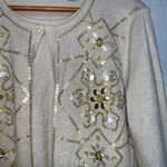 Alfred Dunner  Gold Metallic All In One Pullover/Cardigan Sweater W/ Sequins Med Photo 2