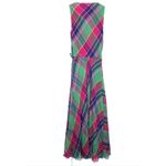 Ralph Lauren Madrid Wrap Maxi Dress 4 Madras Plaid Midi Prep Coastal Pink Blue Photo 2
