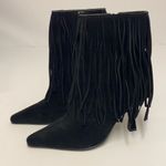 Newport News  Black Suede Fringed Boots Size 7 B13 Photo 2